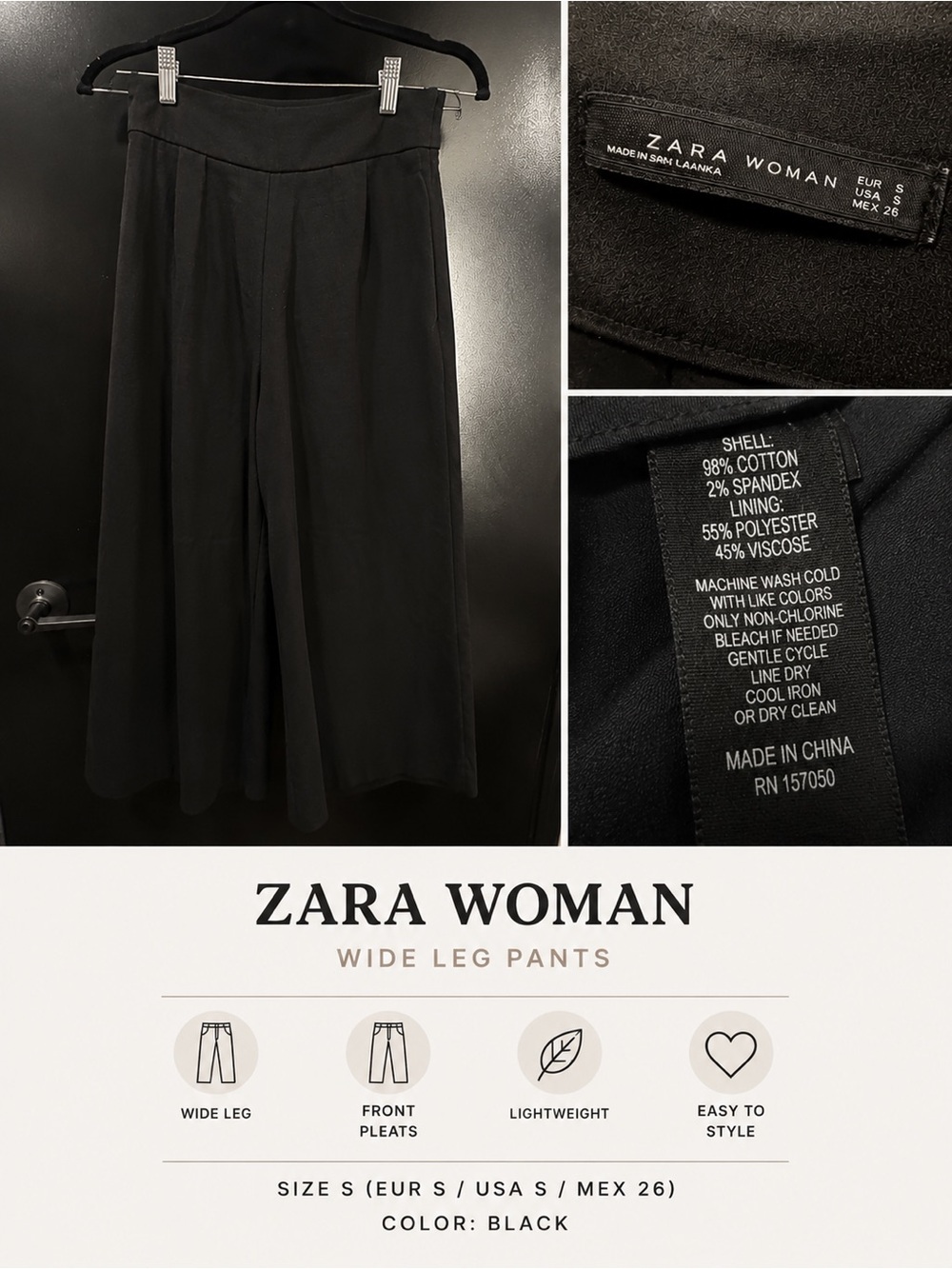 Zara Woman Black Trousers with Branded Waist Label